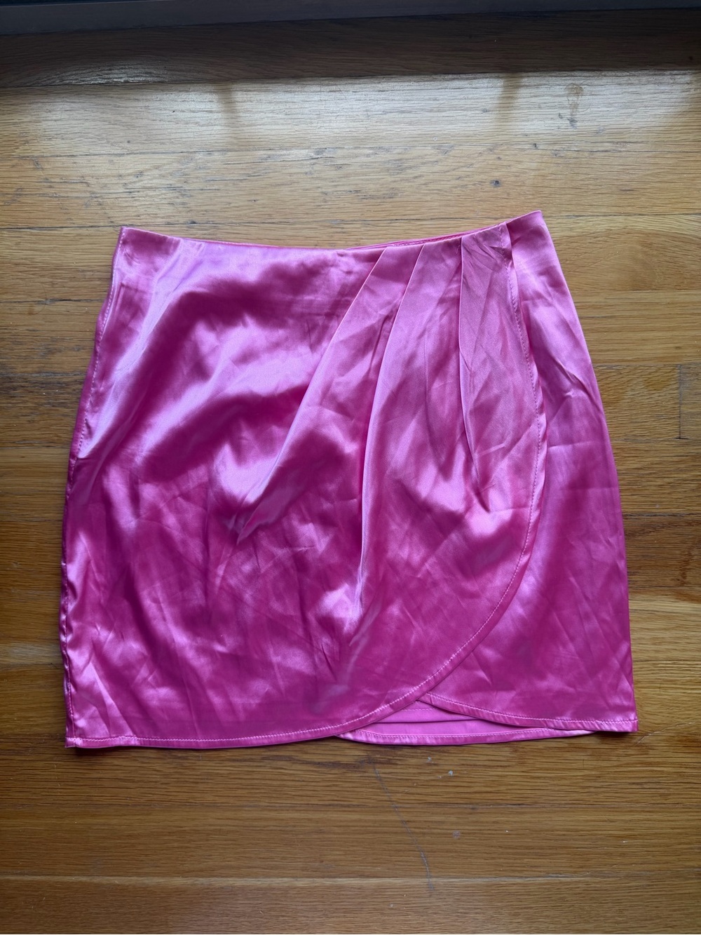 Blue Blush Pink Satin Wrap Mini Skirt - Size Small